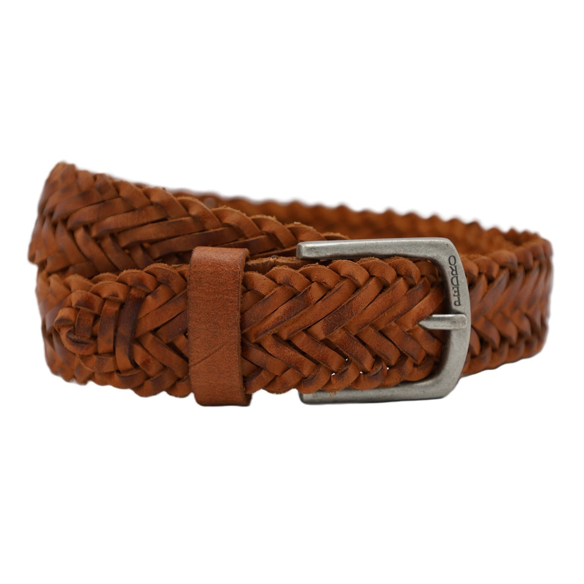 Cognac gevlochten riem 