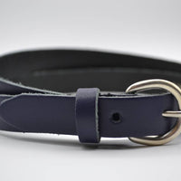 Blauwe echt lederen dames riem