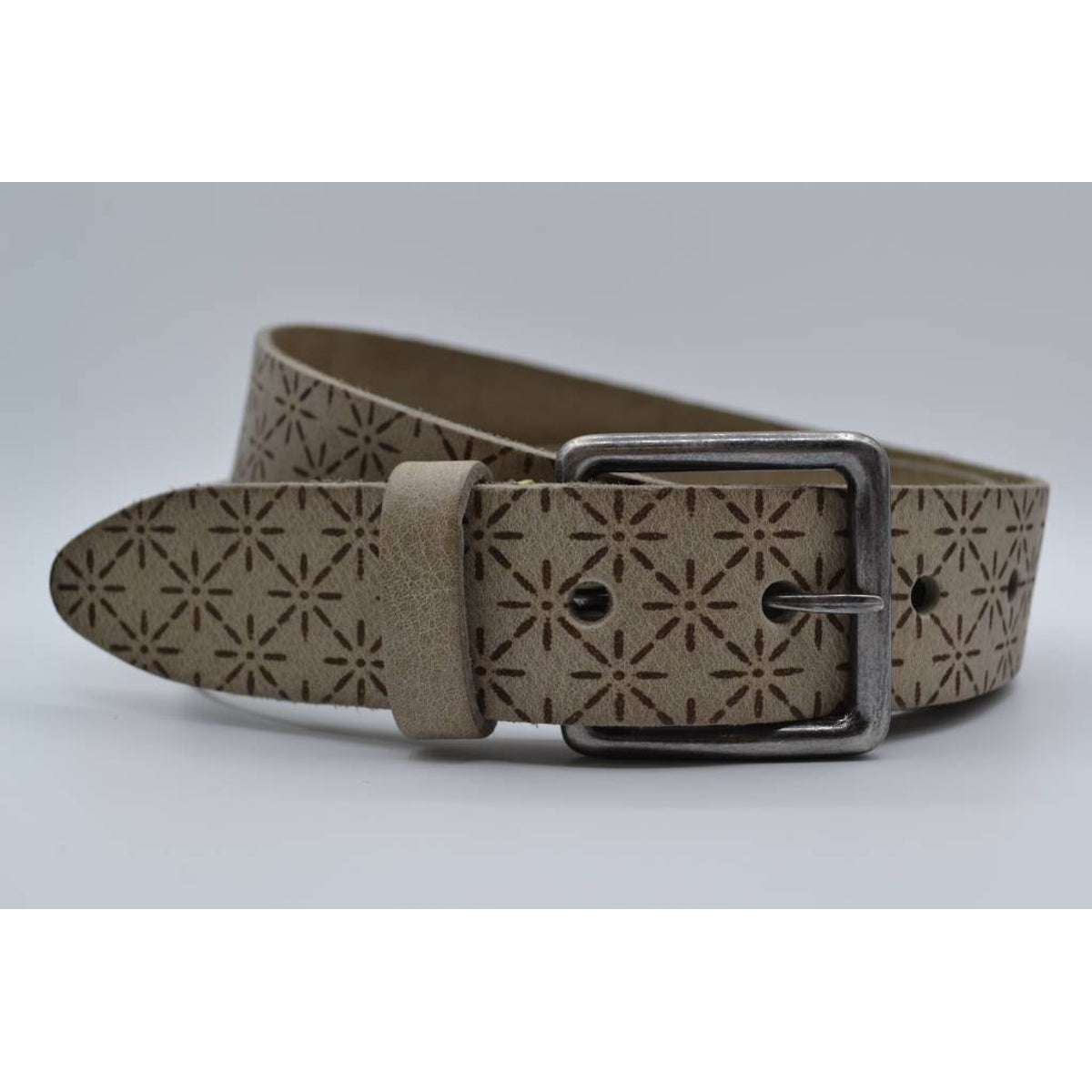 Ster gelaserde taupe echt lederen riem