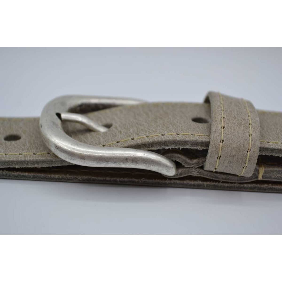 35mm taupe gestikte italiaans volnerf lederen riem 