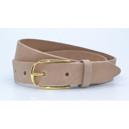 Taupe 3cm brede riem met gouden gesp