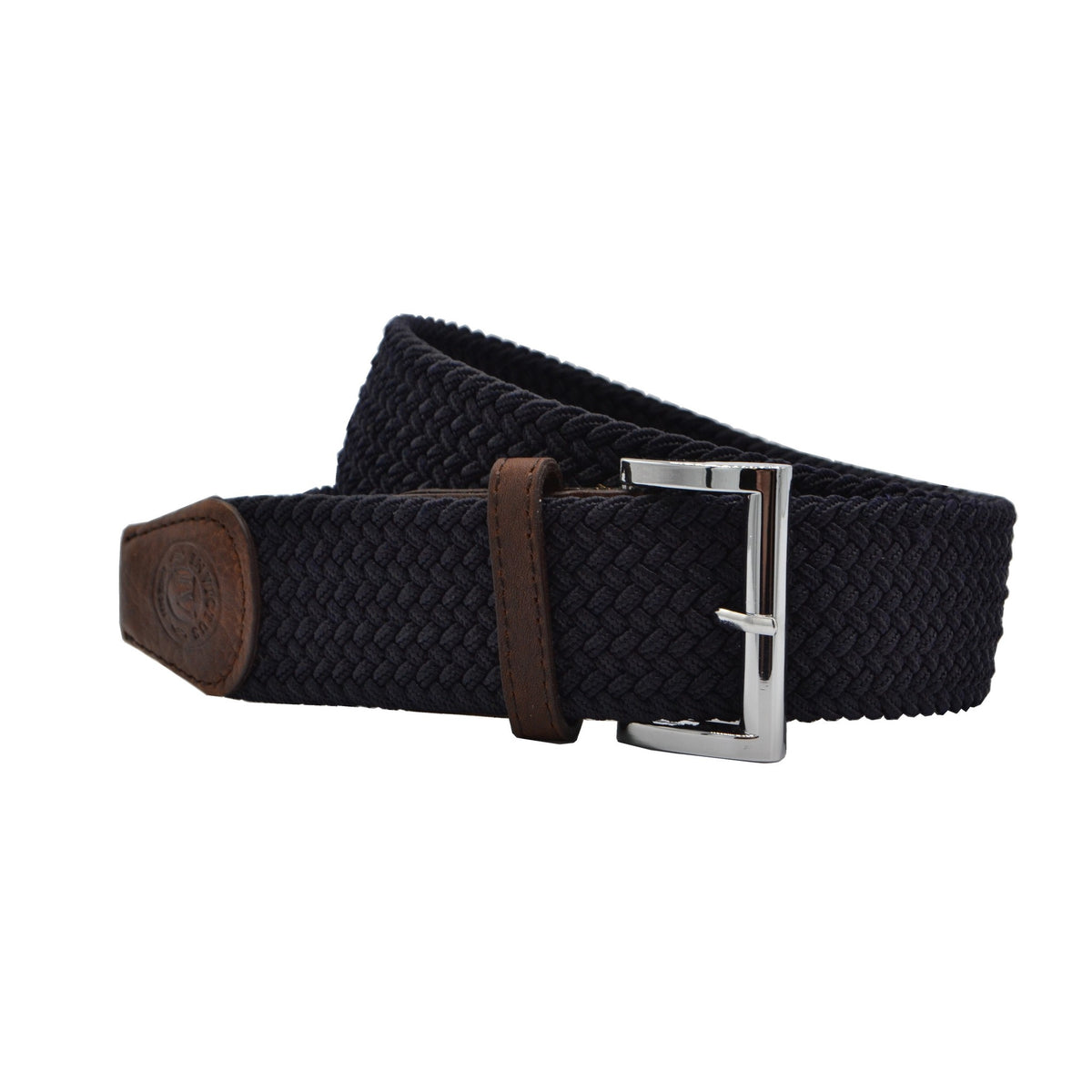 Blauwe stretch gevlochten riem. 