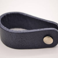 blauwe echt lederen sleutelhanger 