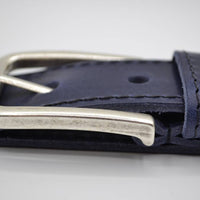 4cm blauwe gestikt italiaans volnerf lederen riem 