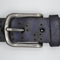 Stoere blauwe echt lederen riem