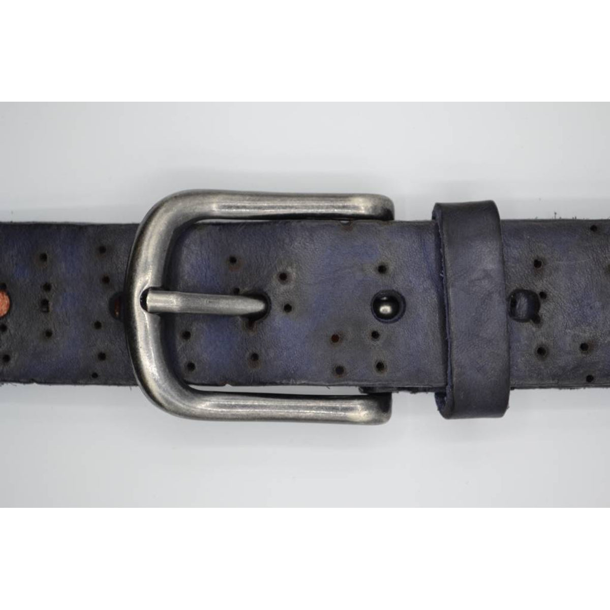 Stoere blauwe echt lederen riem