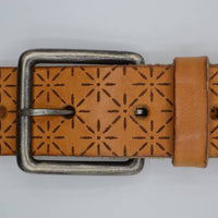 Ster gelaserde cognac echt lederen riem 