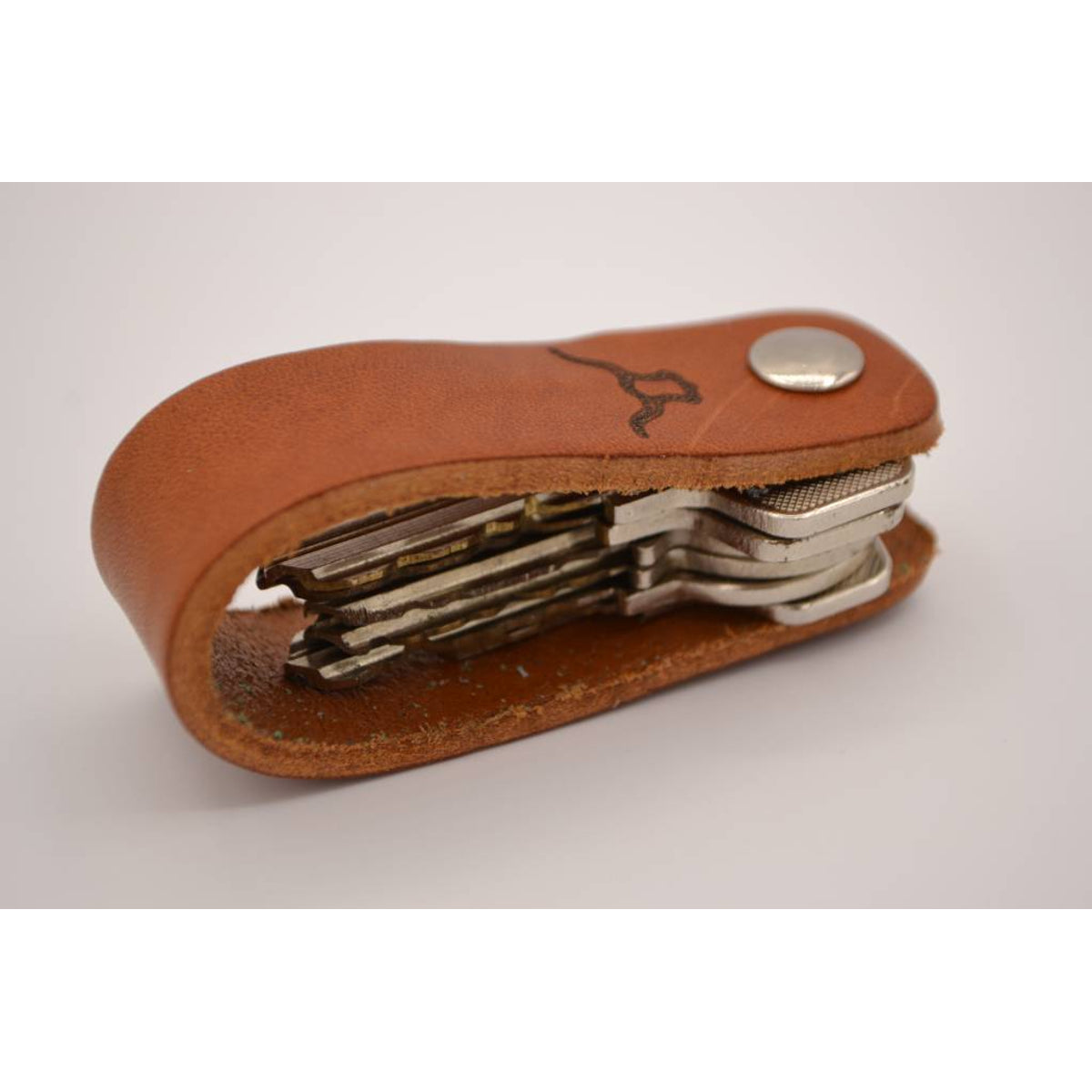 Leren sleutelhanger met logo