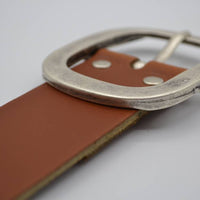 4cm cognac split lederen riem.