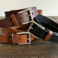 Stoere bruine riem met gewassen vintage leer