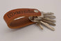 Cognac echt lederen sleutelhanger met eigen naam of logo