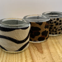 Set van 3 waxinelichthouders met dierenprint