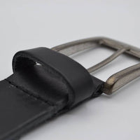 Zwarte italiaans volnerf lederen casual riem
