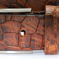 3,5cm luxe Kroko print cognac leren riem