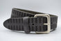 4cm triple dot gelaserde grijze volnerf lederen riem