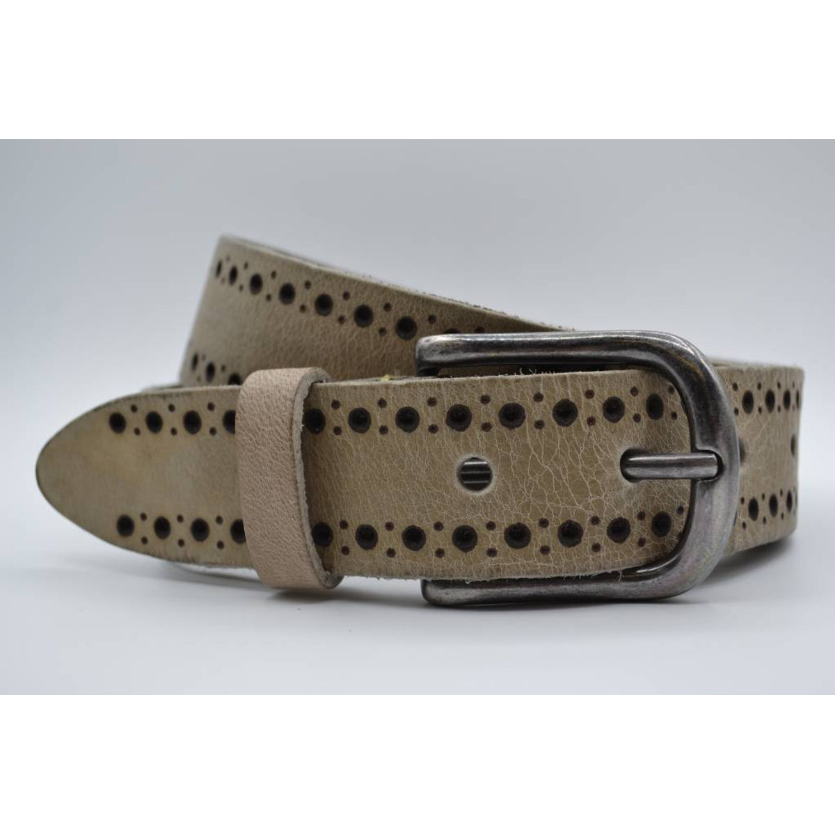 4cm taupe diep gelaserde volnerf riem