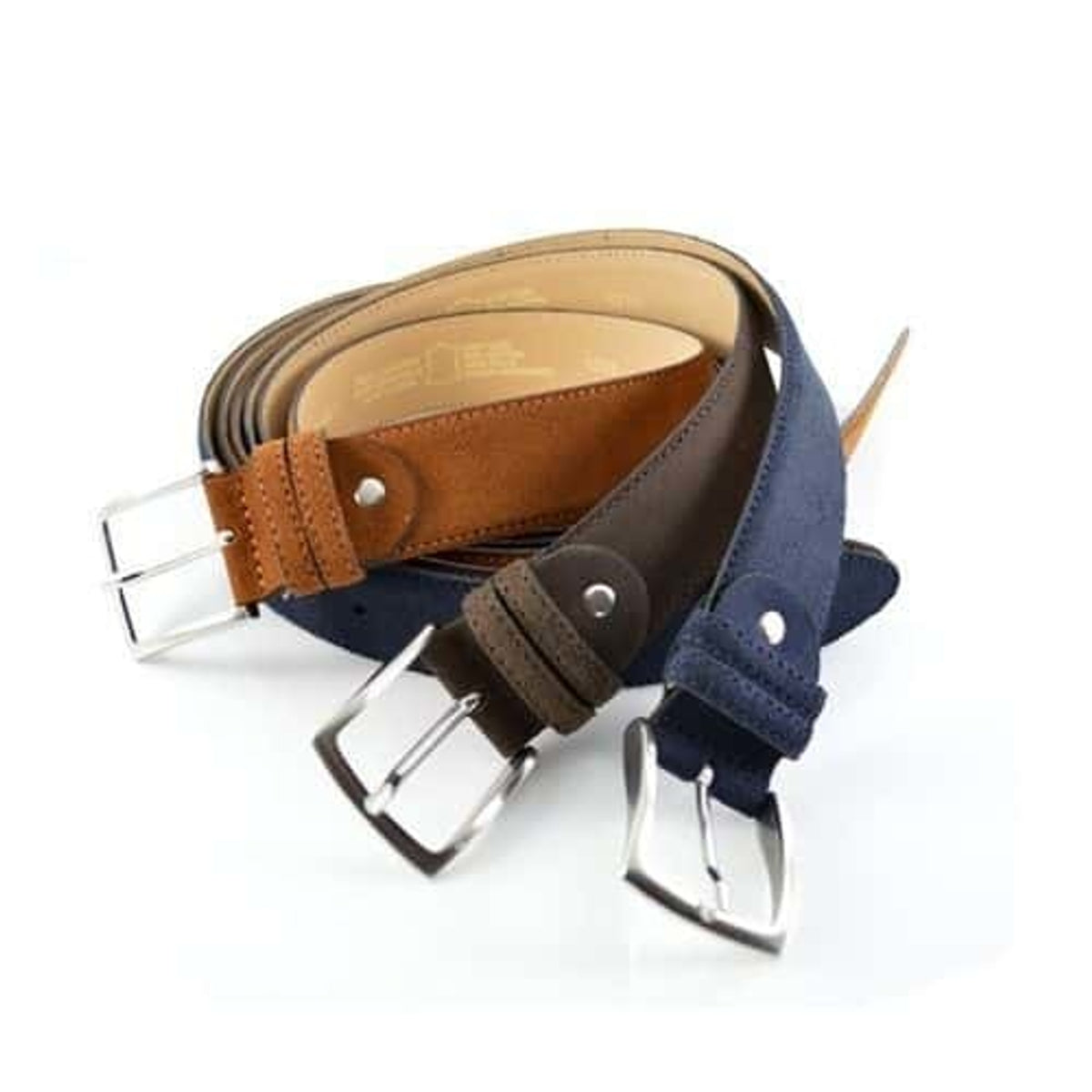 Blauwe suede 35mm brede riem.