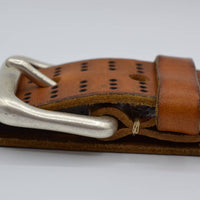 4cm triple dot gelaserde cognac volnerf lederen riem.