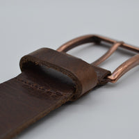 bruine italiaans volnerf lederen riem met bronzen gesp
