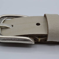 split lederen 35 mm ecru casual riem 
