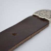 3cm bruine western stud riem met oud zilveren gesp