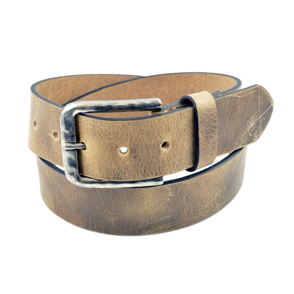 beige kreuk leer riem.