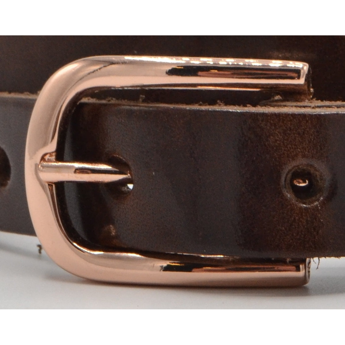 Bruine 20mm brede riem met rose gouden gesp. 