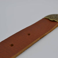 3cm Cognac western riem met bronzen gesp