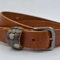 3cm cognac studriem van Italiaans volnerf leer