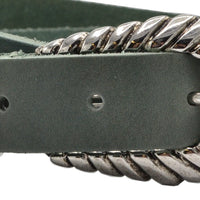 trendy smalle groene riem met uitgewerkte gesp. 