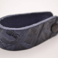 Blauwe  croco echt lederen sleutelhanger