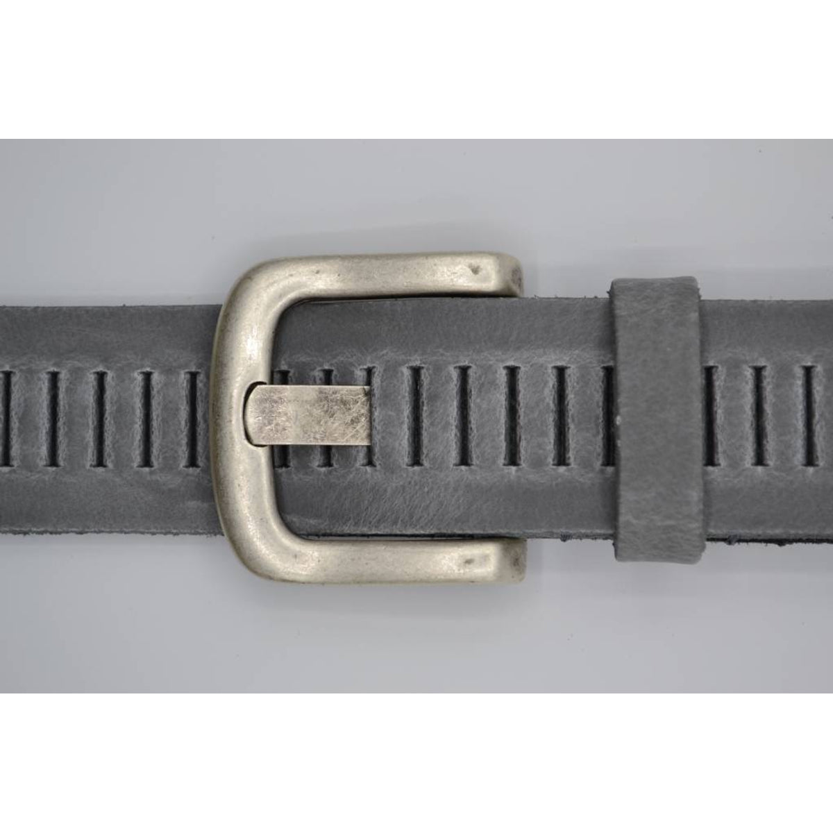 split lederen 40mm licht grijze casual perforatie riem