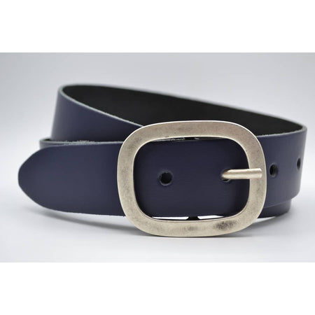 4cm donker blauwe split lederen riem.