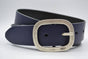 4cm donker blauwe split lederen riem.