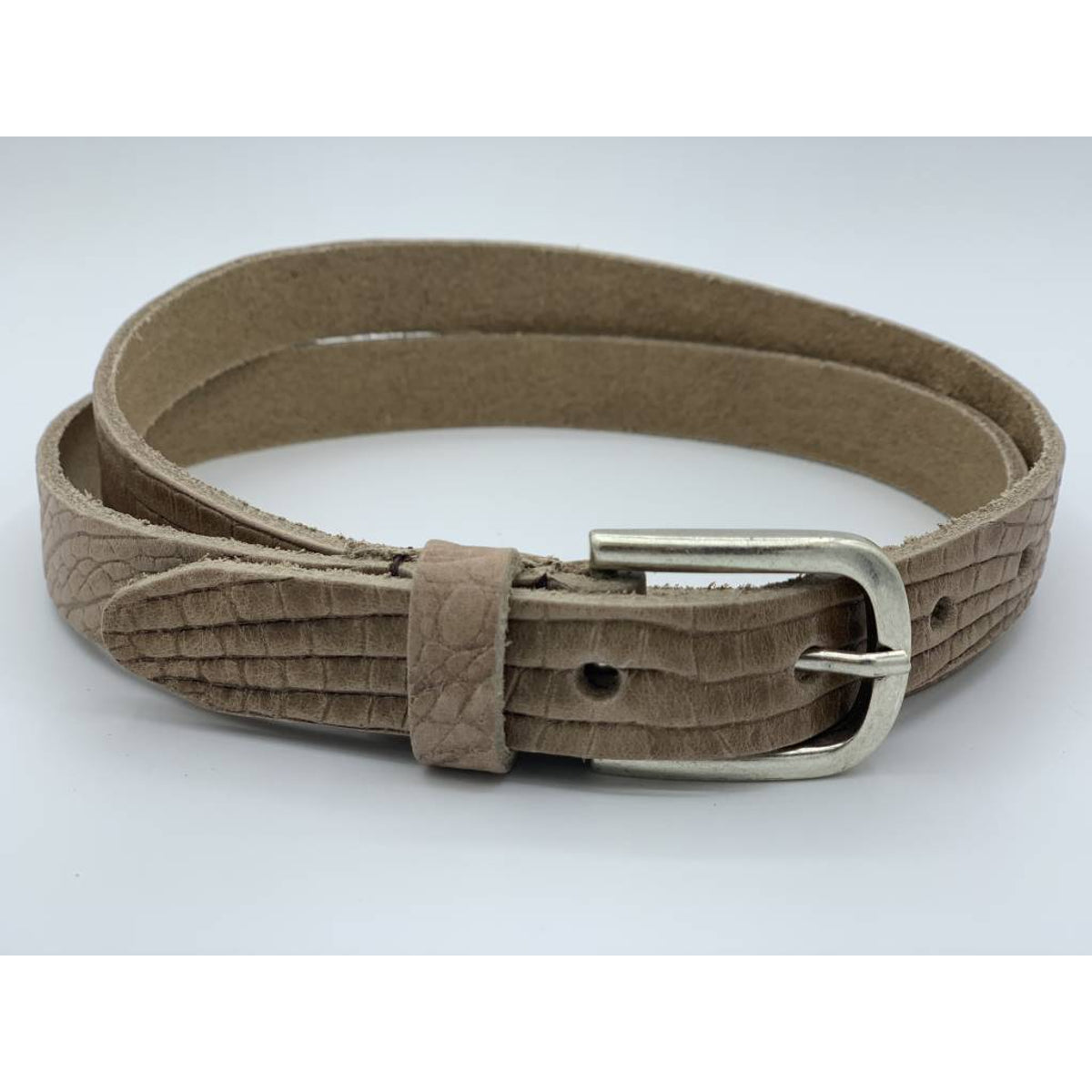 taupe 2cm brede krokodillen print damesriem