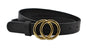 2.5cm brede zwarte riem met goud kleurige gesp.