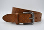 3cm cognac kinder riem met sneeuvlok print