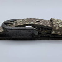 Damesriem van 2cm breed en speelse taupe rogge print.