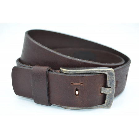 Stoere bruine riem met gave details 