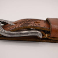 cognac bloemlaser echt lederen riem