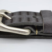 4cm triple dot gelaserde grijze volnerf lederen riem
