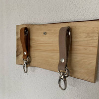 Sleutelplankjes van hout inclusief 3 moderne sleutelhangers van echt leer