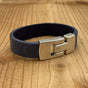 Blauwe echt leren heren armband met gave magneetsluiting.