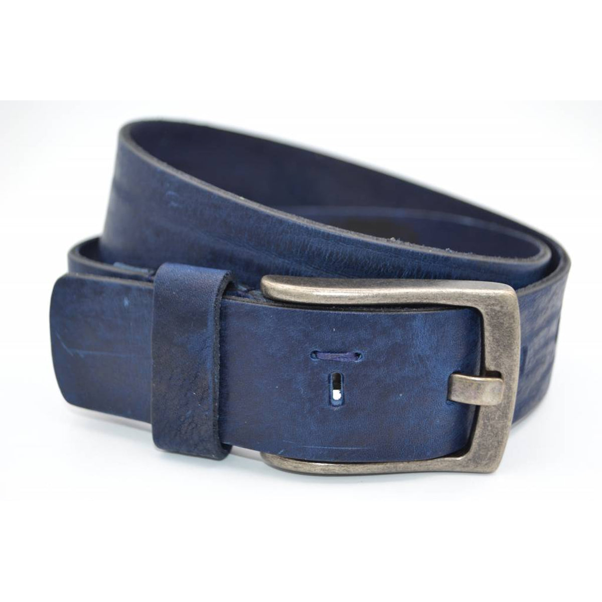 Stoere blauwe riem met gave details