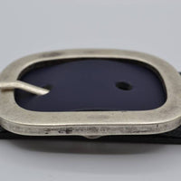4cm donker blauwe split lederen riem.