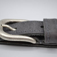 35mm grijs gestikte italiaans volnerf lederen riem 