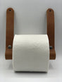 Luxe toiletrol houder van hout en Italiaans leer