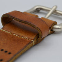 4cm triple dot gelaserde cognac volnerf lederen riem.