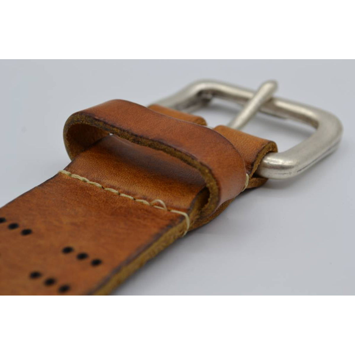 4cm triple dot gelaserde cognac volnerf lederen riem.