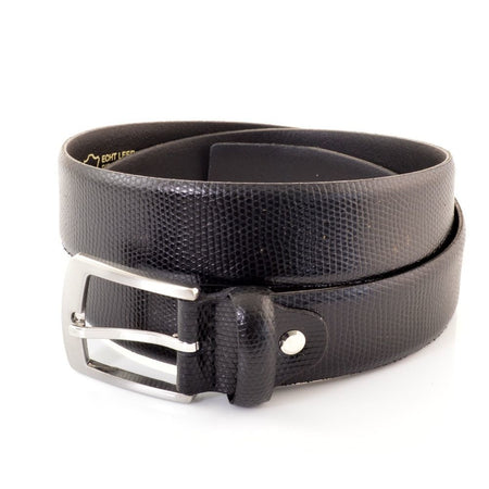 Zwart nette herenriem met hagedis print 